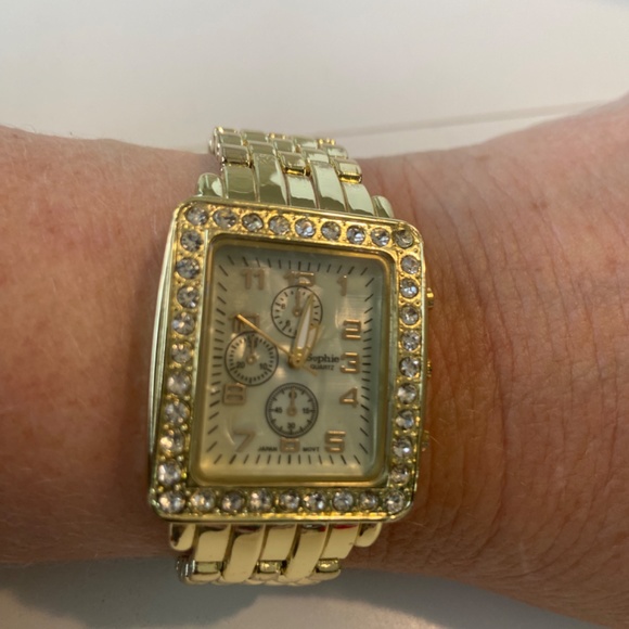 Gold and Mother of Pearl watch with crystals from Nordstroms. New. - Picture 3 of 8